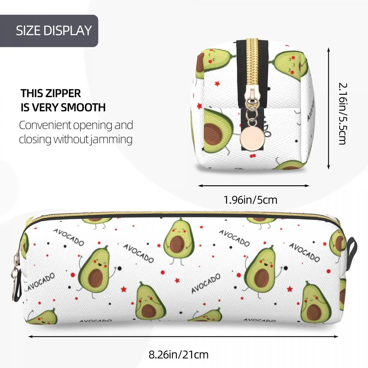 かわいいカワイイアボカドペンケース　おしゃれなアボカド愛好家向けペンボックスバッグ　女の子男の子用大容量収納　学校用品ギフト　ペンポーチ