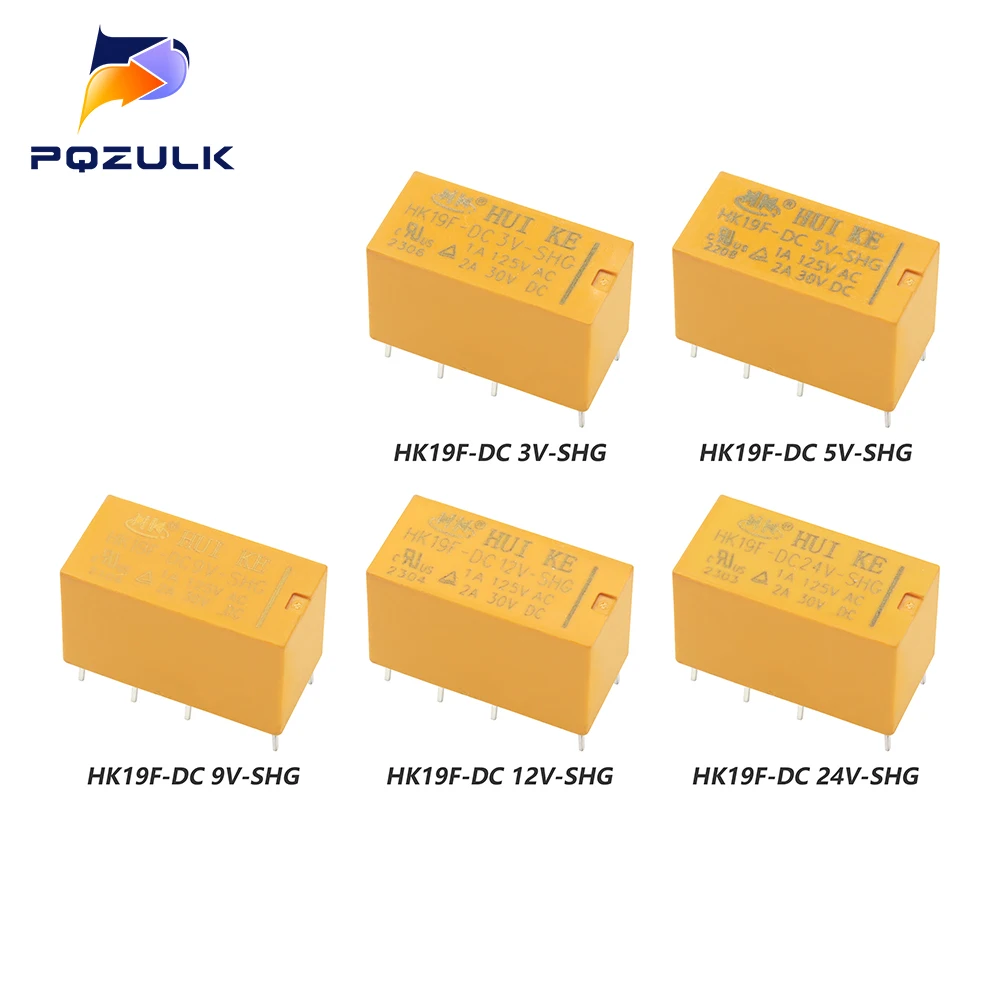 10PCS Coil DPDT 8 Pin 2NO 2NC Mini Power Relays PCB Type HUI KE HK19F HK19F-DC5V-SHG HK19F-DC12V-SHG HK19F-DC24V-SHG