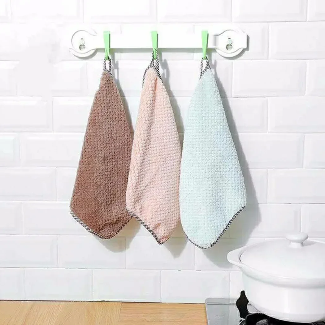 Small Hand Towel 27.5x25cm Pineapple Hanging Kitchen Cleaning Towel Handkerchief Coral Velvet Towels Washing Cleaning Towel