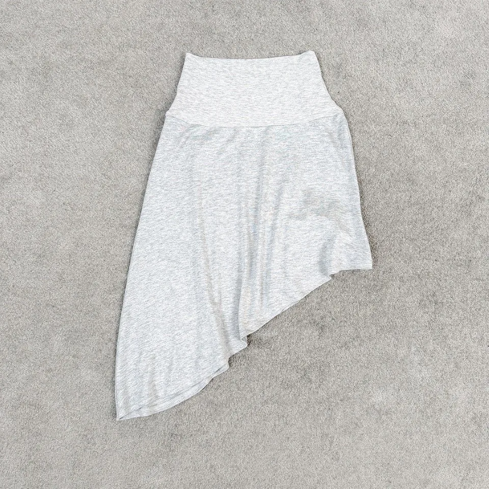 2026 High-Waisted Asymmetric Ribbed Waist Skirt – Stretchy Jersey Mini Skirt with Scalloped Hem in Lavender, White, Black & Grey