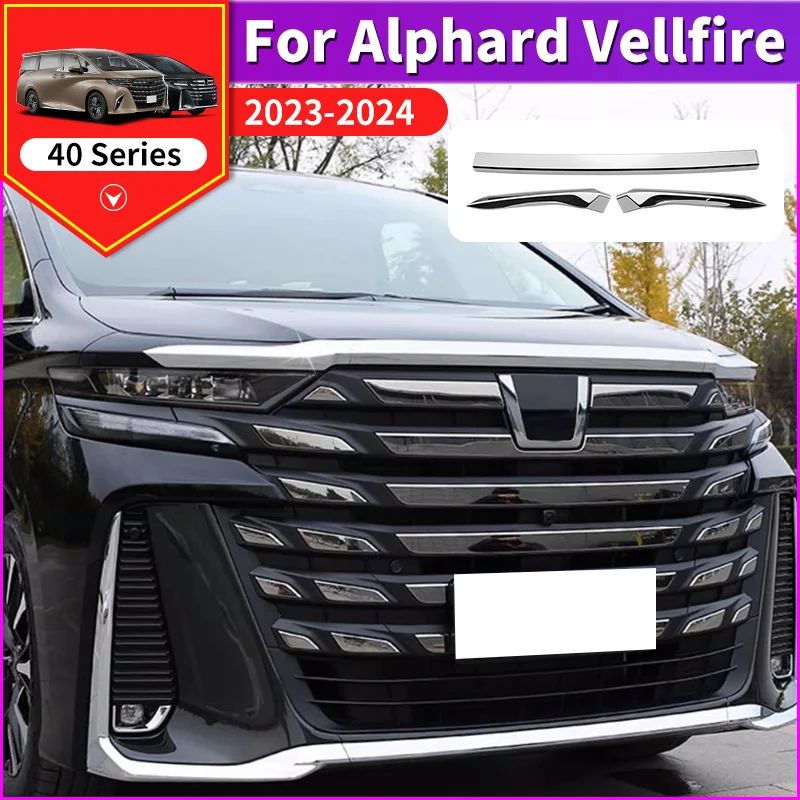 

Для 2023 2024 Toyota Alphard Vellfire капот автомобиля хромированная Декоративная полоса 40 серии внешние модернизированные аксессуары комплект кузова