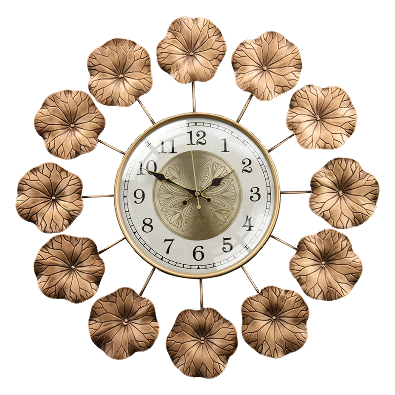 

New Chinese retro living room silent wall clock home antique wall watch wrought iron craft clock