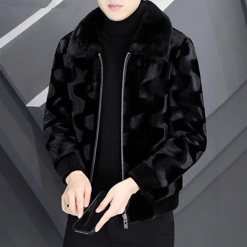 

Gold Mink Fur Men's Winter New Lapel Mink Coat Whole Mink Thickened Mink Jacket Men's Coat