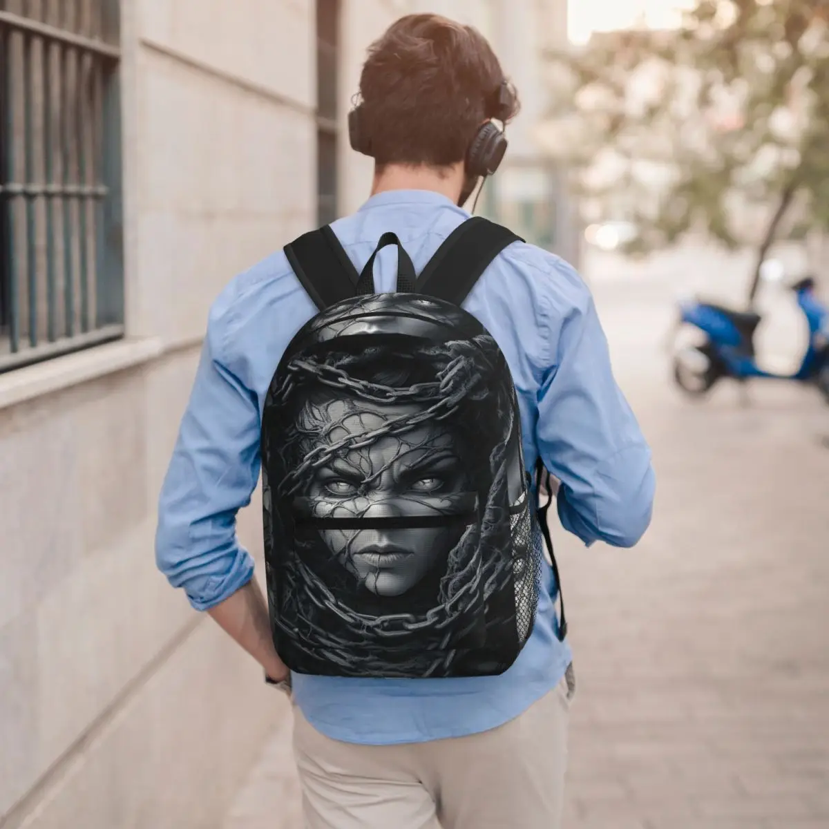 Chained Stone Face Fantasy Horror Gothic Backpack Boys Girls BookBag Children School Bag Computer Shoulder Bags for Men Women