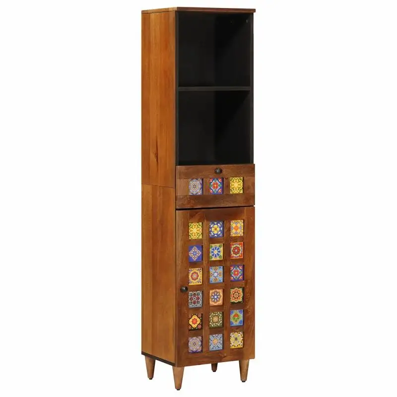 Badezimmermöbel mit Schubladen und Tür – modernes Design aus Massivholz mit Metallbeinen für eine elegante Organisation
