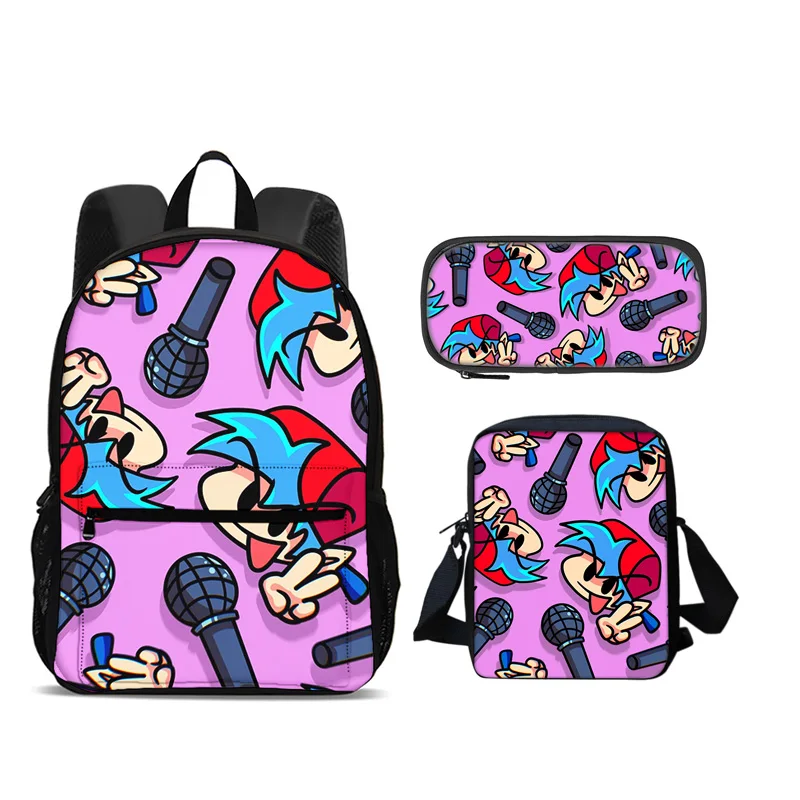 Friday Night Funkin Backpack Pen Bag Shoulder Bag 3pcs Set Versatile  Large Capacity Boy and Girl School Birthday Best Gift