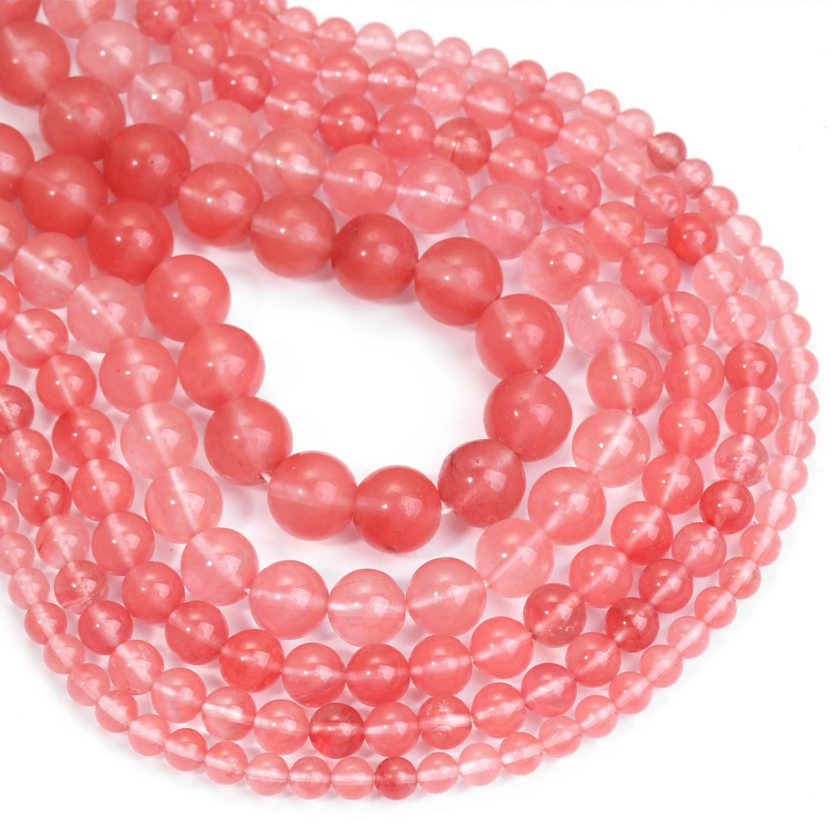 

SHIJIWLS Cherry Quartz Round Loose Beads Wholesale 15" String 4 6 8 10 12 14mm Pick Size DIY Jewelry Making Bracelet Necklace