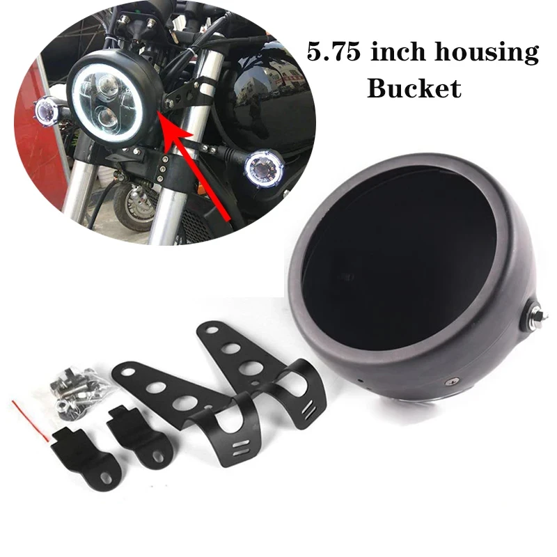 

5.75" Inch Motorcycle Lamp LED Headlight Lamp Shell Bucket Housing for Harley Motorcycle Honda Shadow Kawasaki Vulcan Suzuki