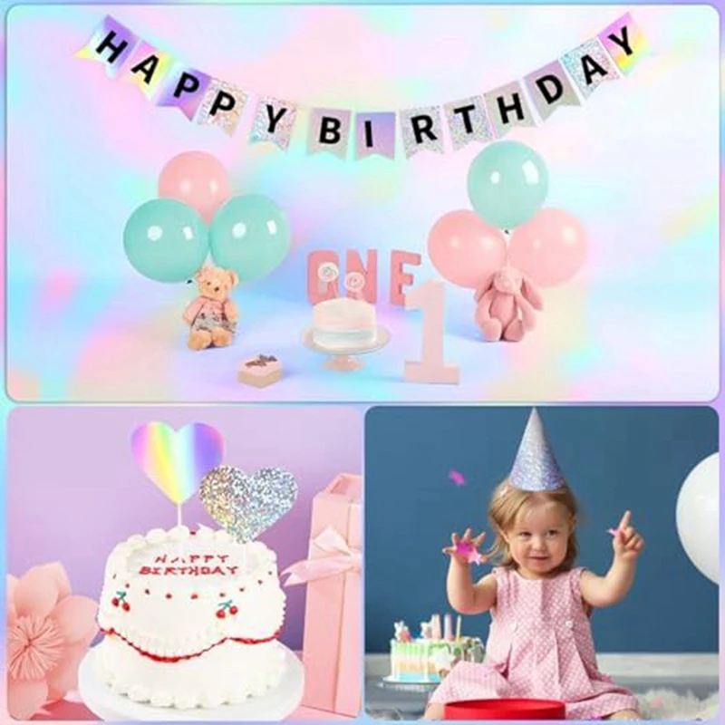 24 fogli di cartoncino olografico Glitter Rainbow Mirror Paper Card Making, decorazione per feste