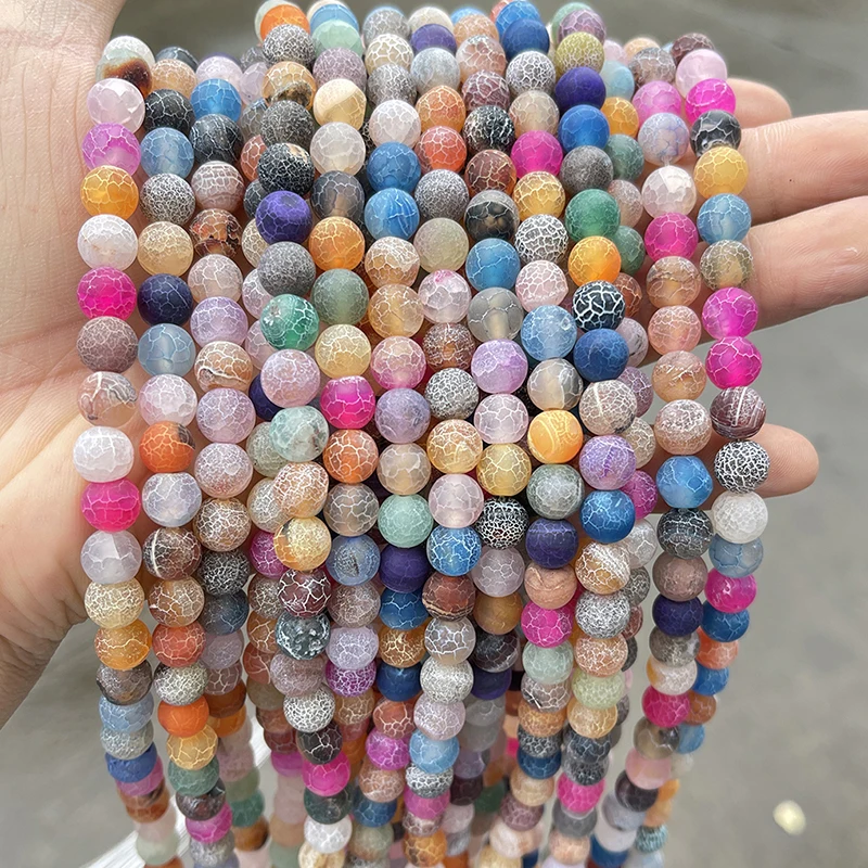 4 6 8 10mm Natural Mixed Color Weather Agates Stone Beads Round Loose Spacer Beads For Jewelry Making DIY Bracelet Necklace
