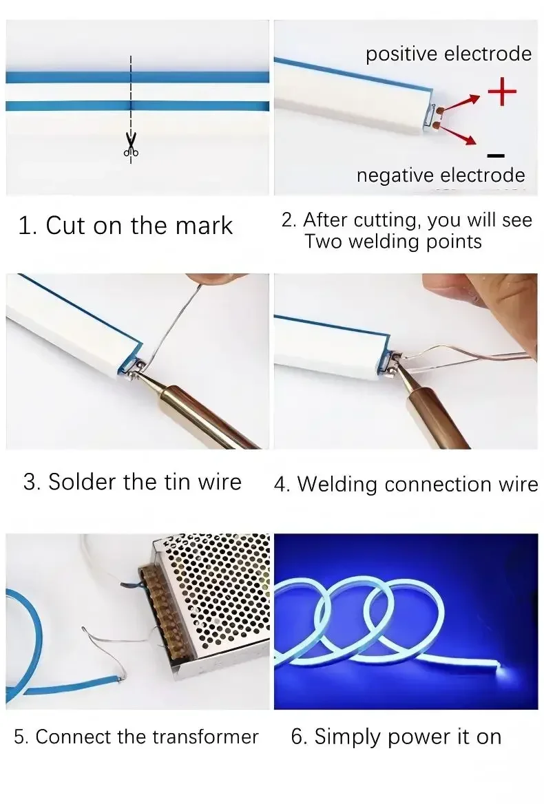 LED Neon Light Strip DC 12V Waterproof Neon Sign 6X12mm Silicone Rope Lights Flexible Lamp Decoration with DC Plug/2pin Wire