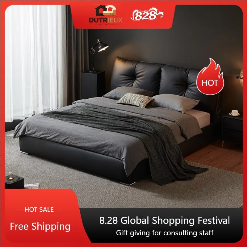 Luxury Bedrooms Bed Frames Queen Size Black Nordic Lounges Modern Bed Frames Double Headboards Letto Matrimoniale Home Furniture