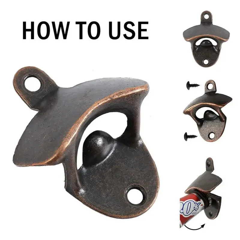 5pcs/10pcs Bottle Opener Wall Mounted Rustic Beer Opener Set Vintage with Mounting Screws for Kitchen Cafe Bars