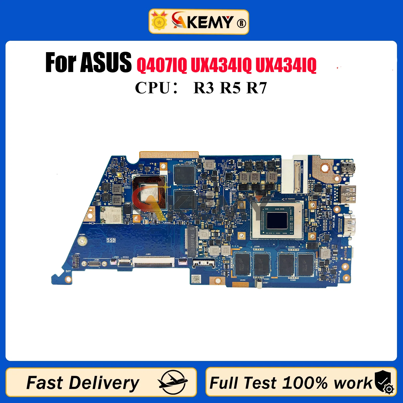 

UX434IQ Laptop Motherboard For ASUS ZenBook UX434I Q407IQ UX434IQ Notebook Mainboard With R3 R5 R7 CPU 100% tests OK fast ship