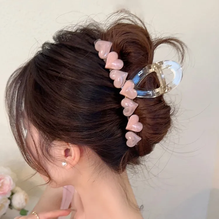Vintage Jelly Love Scratch Clip Large Crab Hair Scratch Clip Ponytail Clip Korean Girl Fashion Claw Headdress Summer Accessories image 5