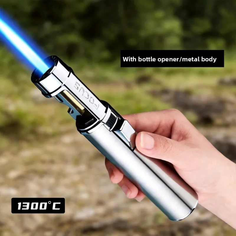 New Metal Windproof Blue Torch Butane Gas Lighter 1300 ℃ High Temperature Portable Outdoor Barbecue Metal Jewelry Welding Tool