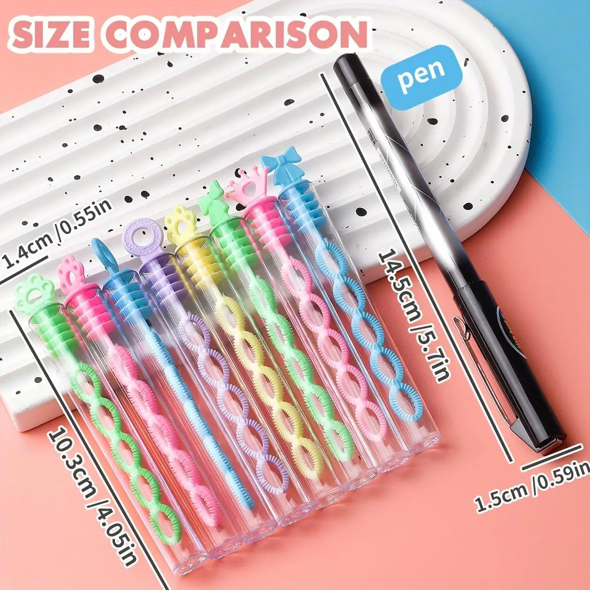 Ensemble de baguettes à bulles en plastique, avec conception en blister à 5 trous, pour cadeaux de fête (ne contient pas de liquide à bulles)