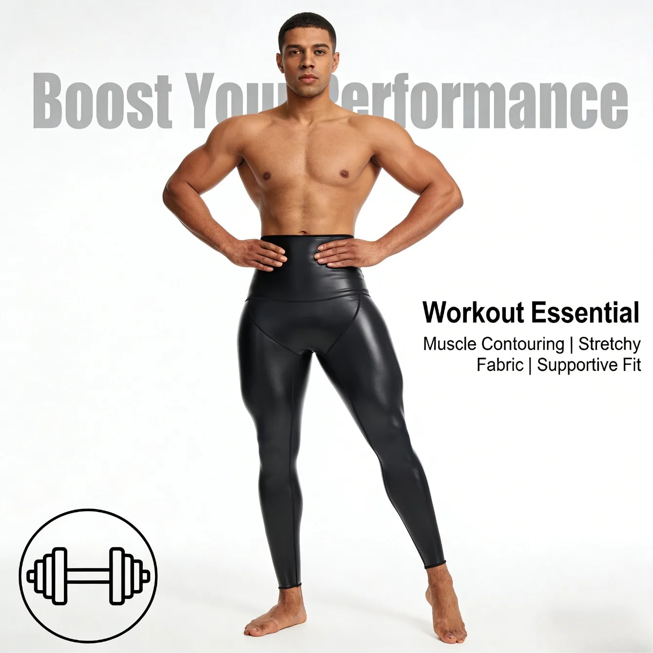 

Men's Four-Way Stretch Leather Pants High-Waisted Waist-Shaping & Tummy-Control Cropped Pants Hip-Lifting