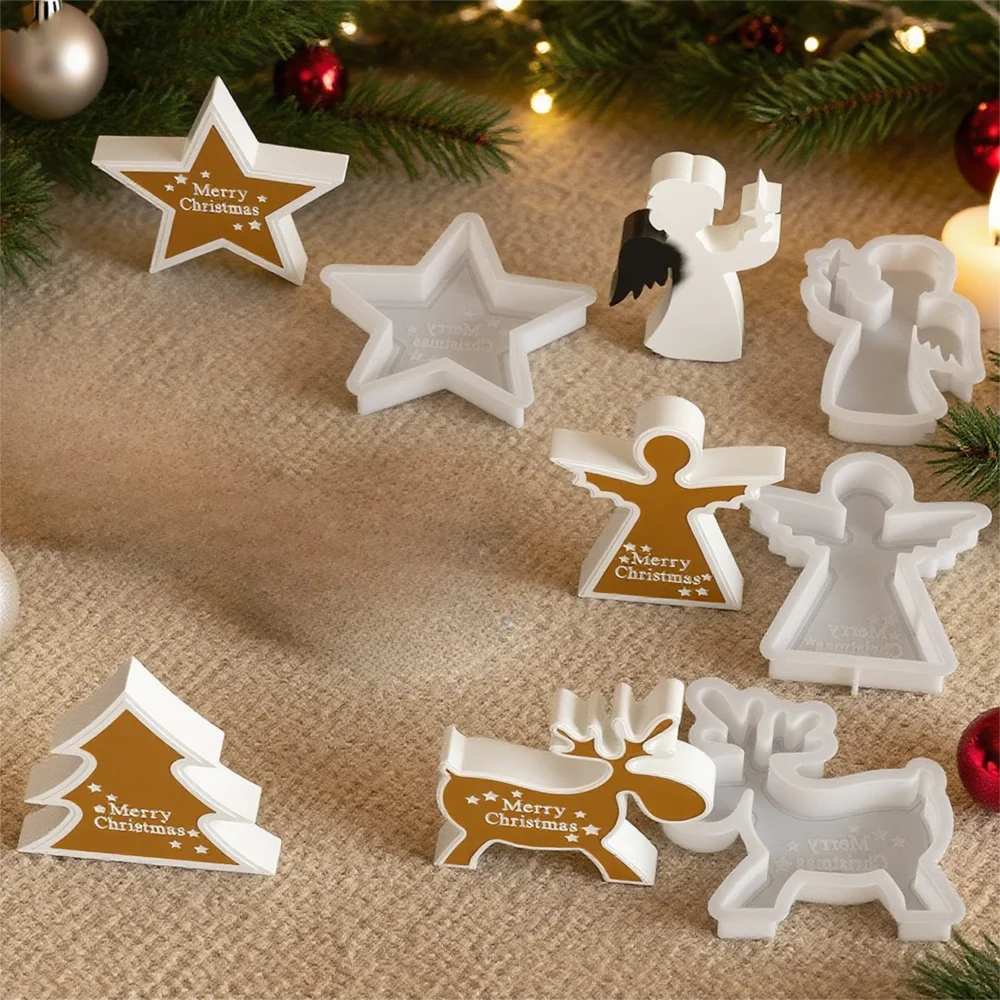 

Transparent Christmas Series Resin Candle Mold Silicone Elk Snowflake Mould UV Epoxy DIY Crafts Cake Resin Mold