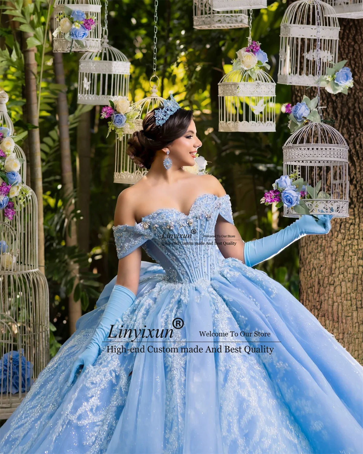 Vestido de Baile Mexicano para Quinceañera com Apliques e Miçangas, Vestido de 16 Anos Personalizado, Vestido de Aniversário Ombro a Ombro, Vestido de 15 Anos XV Anos