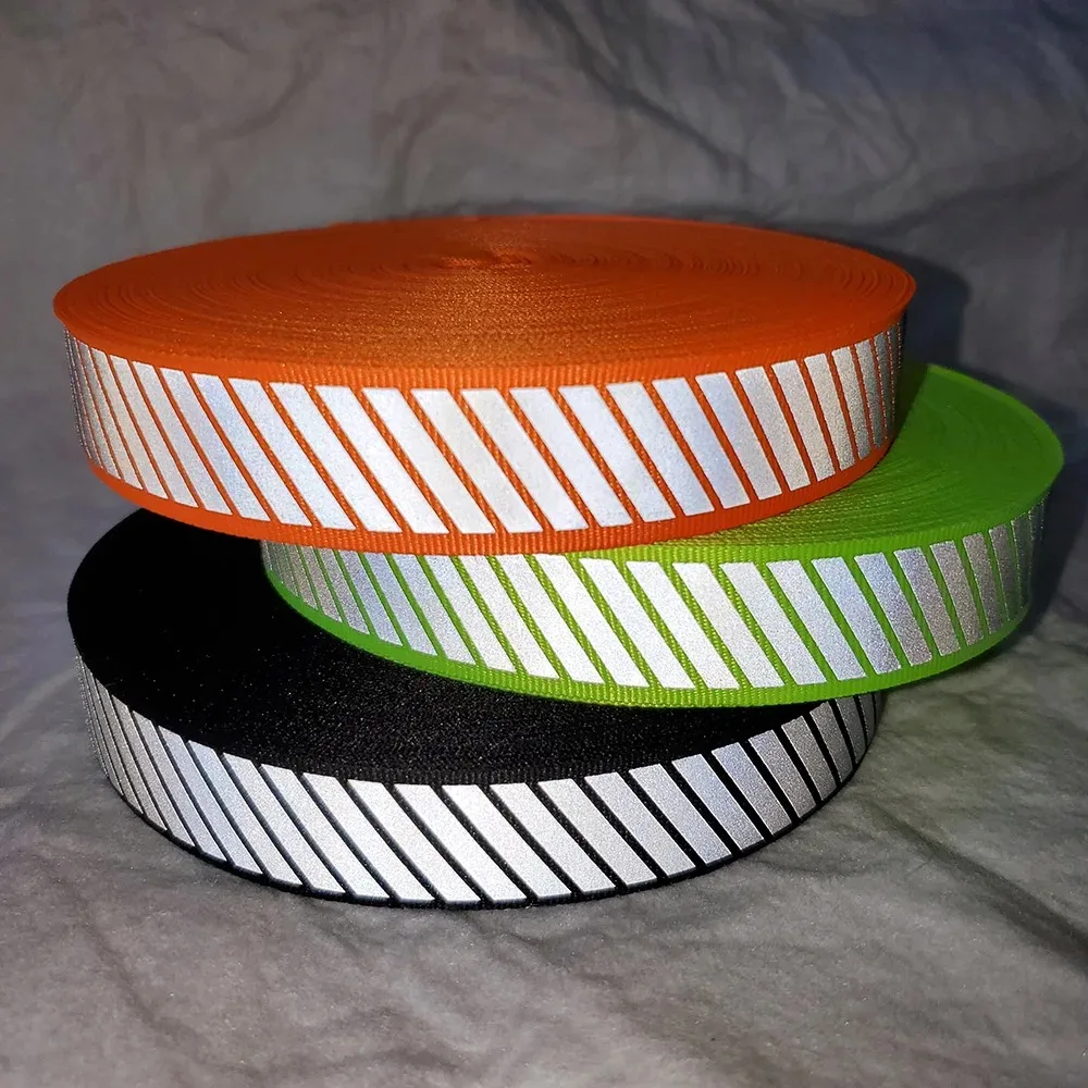 2.5cm Width Twill Webbing Reflective Belts Ribbon Strip Edging Braid Trim Sew On Garment Accessories