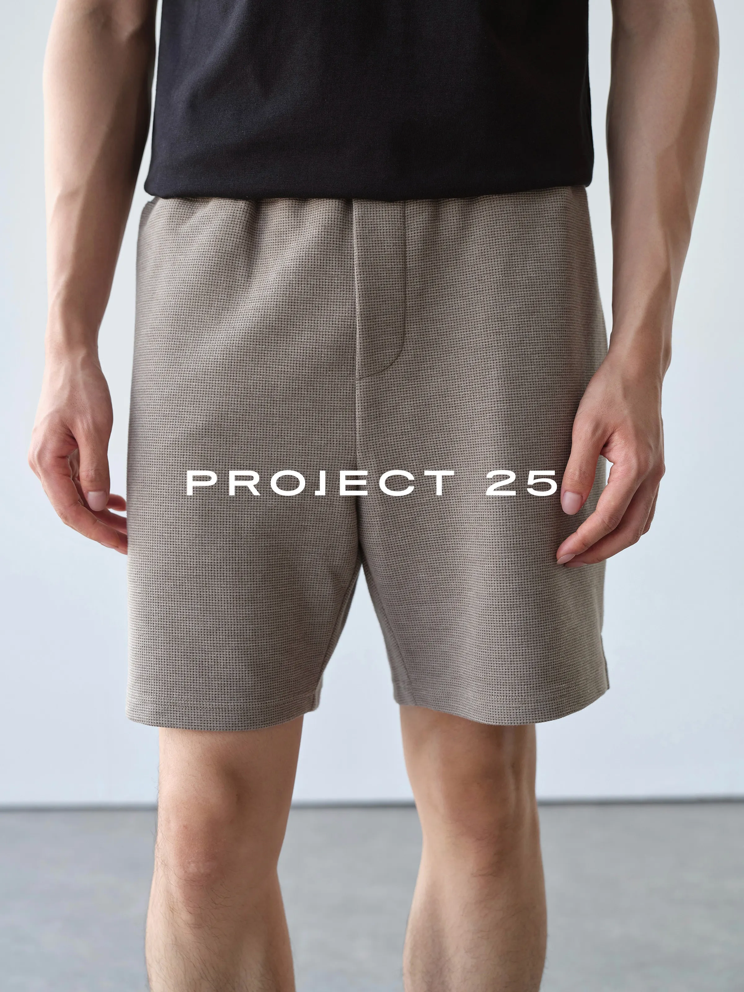 PROJECT 25 Men Waffle Shorts Modal Long Staple Cotton Blend Elastic Waist Breathable Soft Casual Sports Shorts Summer Daily Wear