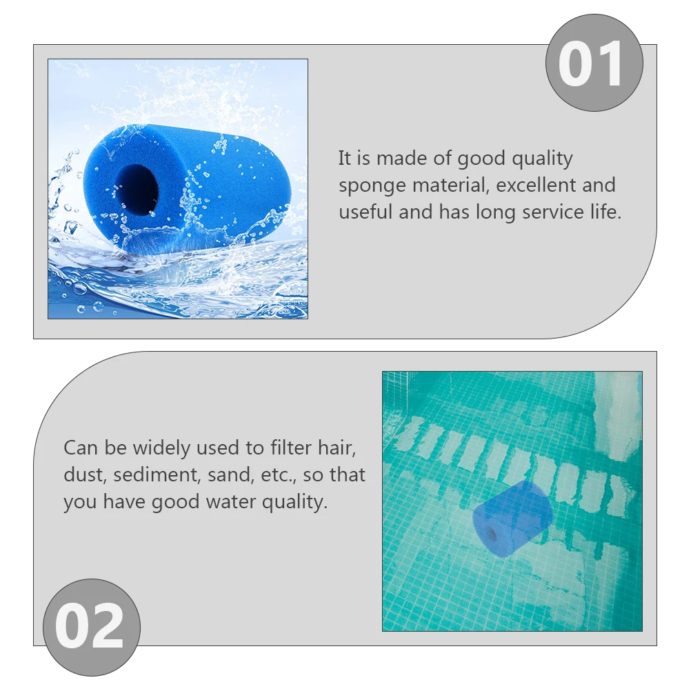 

2pcs Sponge Reusable Washable For Indoor Pool Filter Sponge Swimming Pool Spa Filtration System Replacement Tool