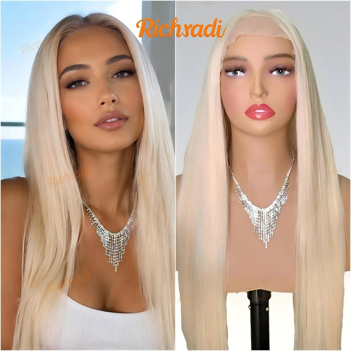 High Simulation 13x6 Hand-tied Lace Front Wig Straight Large Area Free Part Invisible Hairline Breathable Comfortable