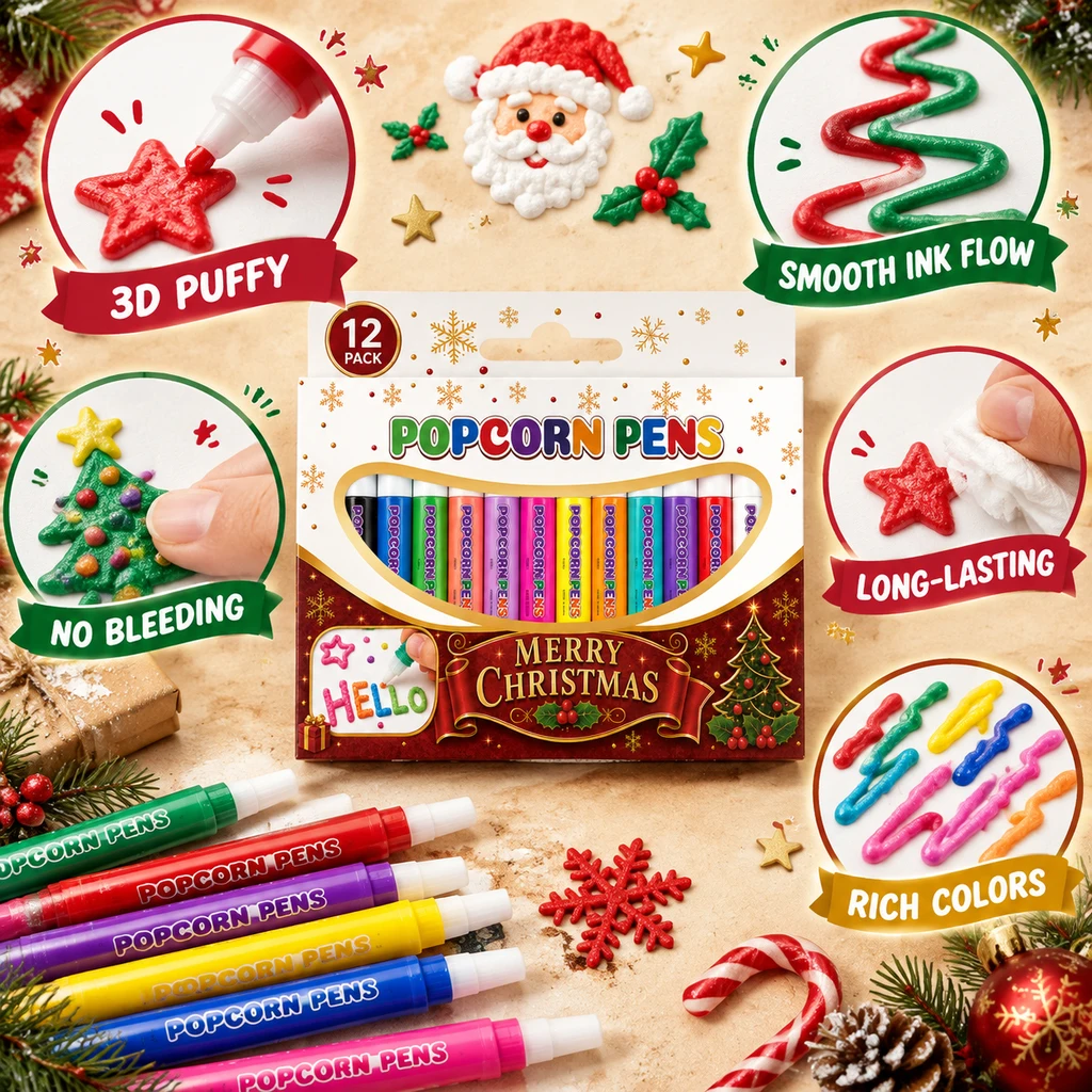Christmas Popcorn Pen 3D Puffy - Copic Marker Sketch review and price