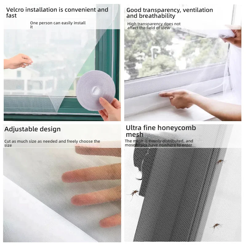 Self-adhesive Window Screen Mesh Invisible Breathable Anti-mosquito Net DIY Household Insect Proof Window Curtain Net