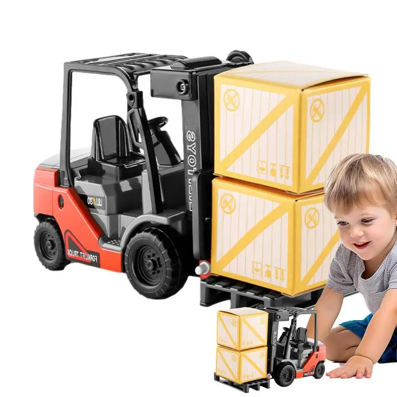 

Kids Forklift Toy Large 1:10 Scale Toy Forklift Truck With Pallet & Cargo Large Engineering Vehicle Fork Truck Warehouse Lifting