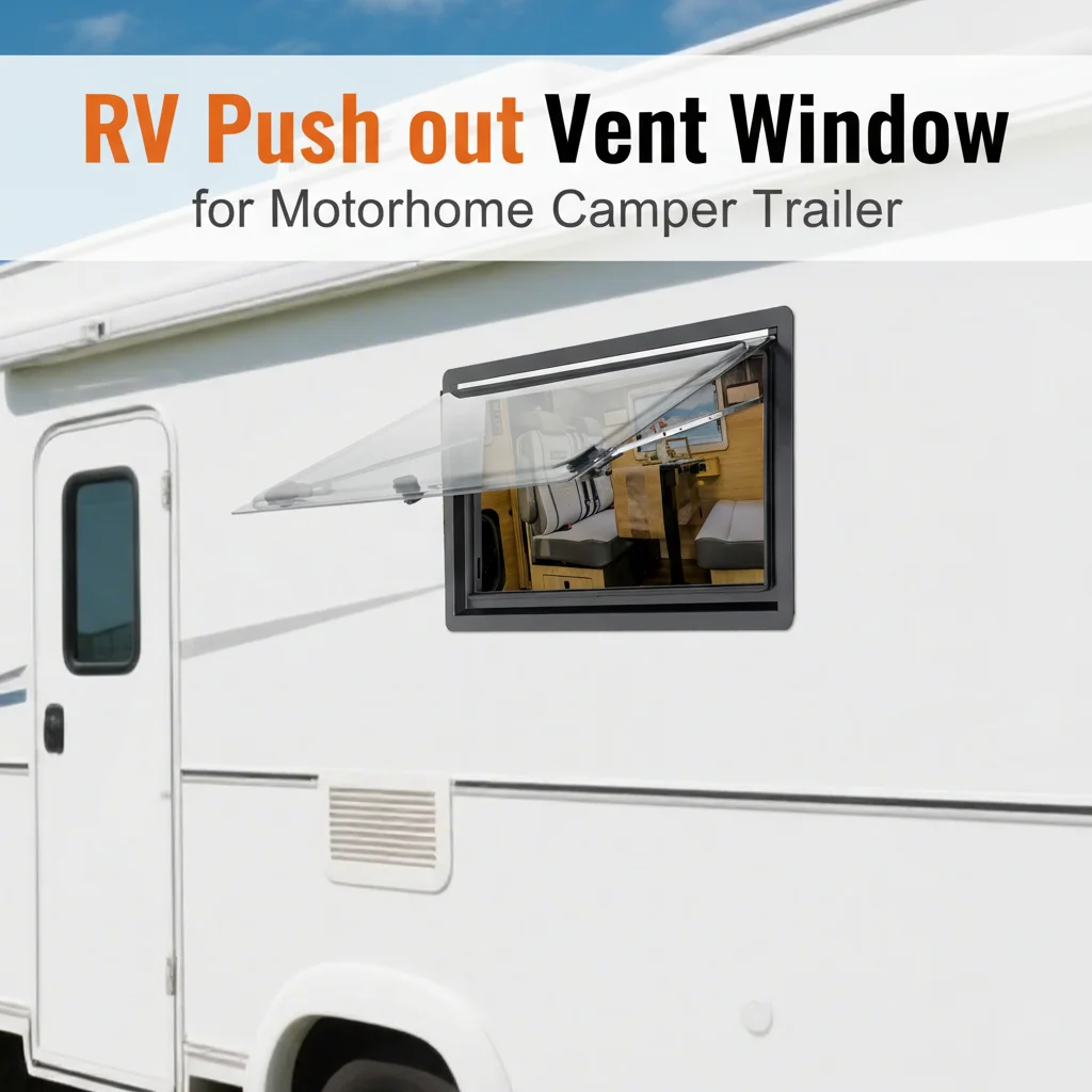 

RV Push out Vent Window 70° Angle Adjustable Caravan Window Extrapolated Ventilation Window for Motorhome Camper Trailer
