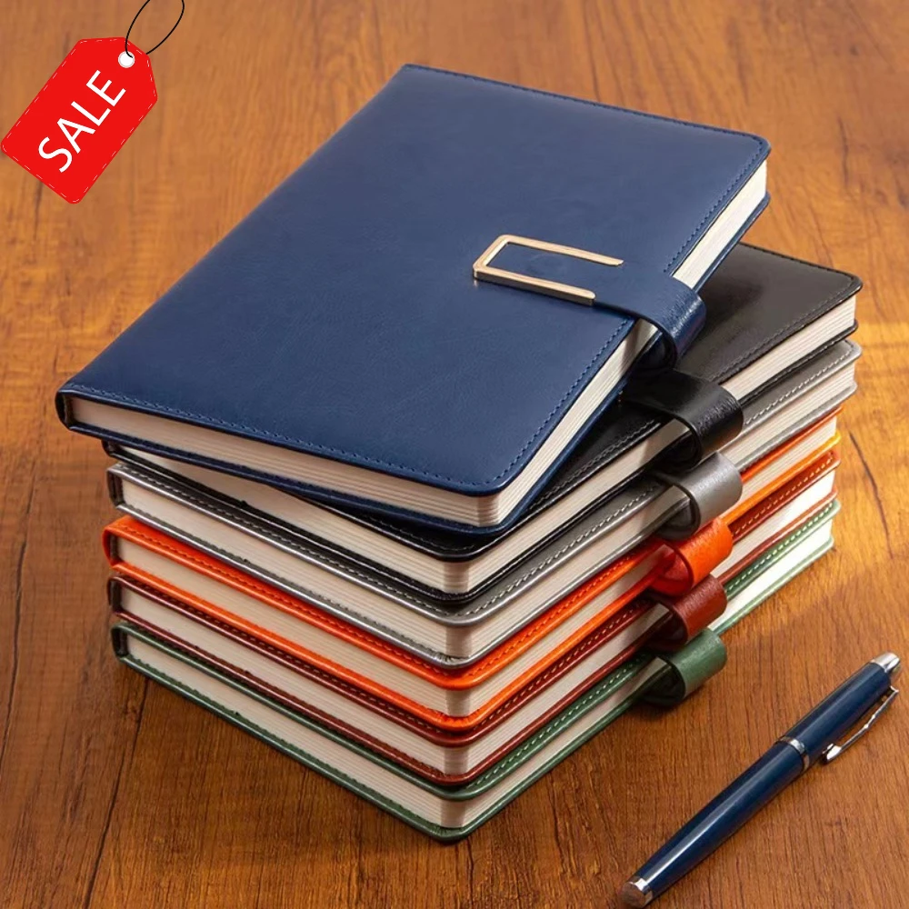 Cuaderno de negocios de cuero minimalista de 200 páginas con cubierta suave personalizable para verbos de reuniones, notas de estudiantes y diario