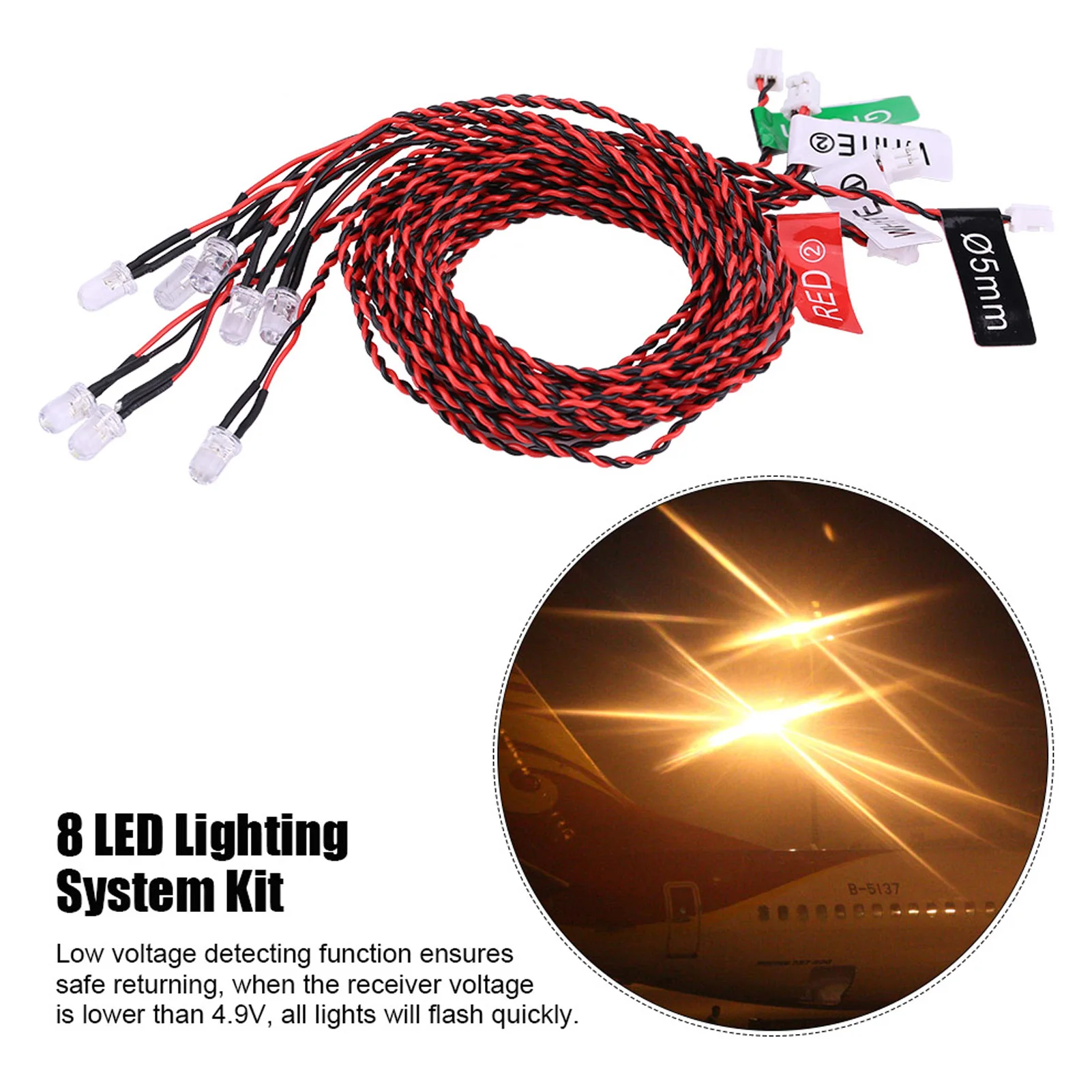 Luci RC 8 Kit sistema di illuminazione a LED simulazione luci lampeggianti con scatola di controllo accessori RC elicottero aereo RC