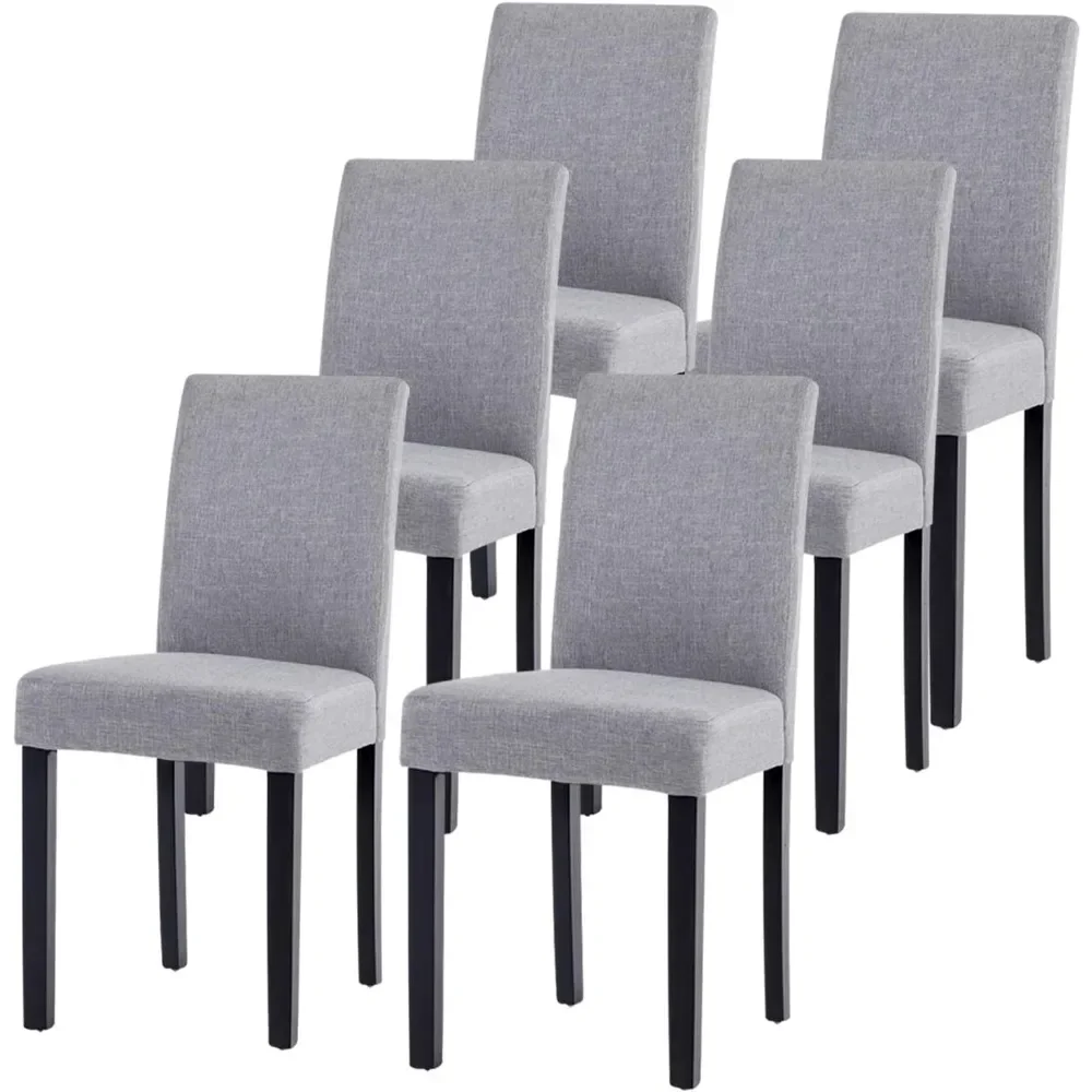 Dining Chair Set of 6, Luxury Upholstered Fabric Kitchen Chair Side Chair with Upholstered Backrest and Solid Wood Legs.Grey