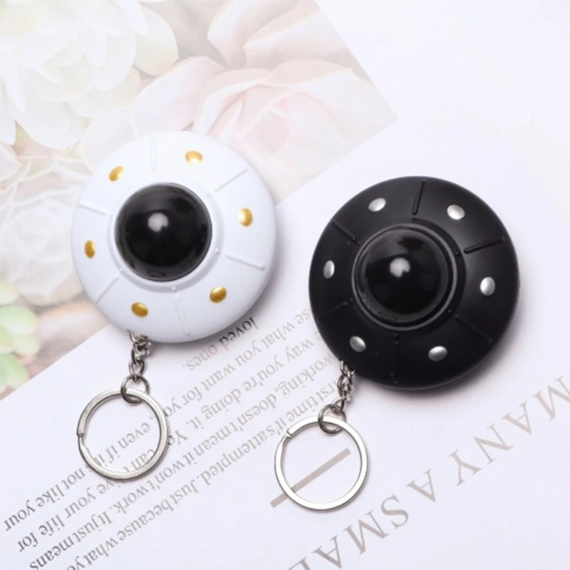 Cute UFO Keyring Mini LED Light Flying Saucer Keychain Creative Spaceship Model Keyring Pendant Jewelry for Children and Adults
