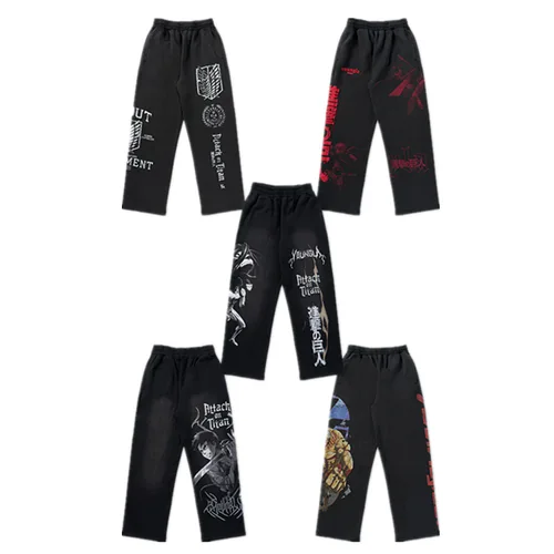 Imagen 2 del producto Nuevos pantalones deportivos americanos para gimnasio, fitness, correr, entrenamiento, de algodón, con estampado, de pierna ancha