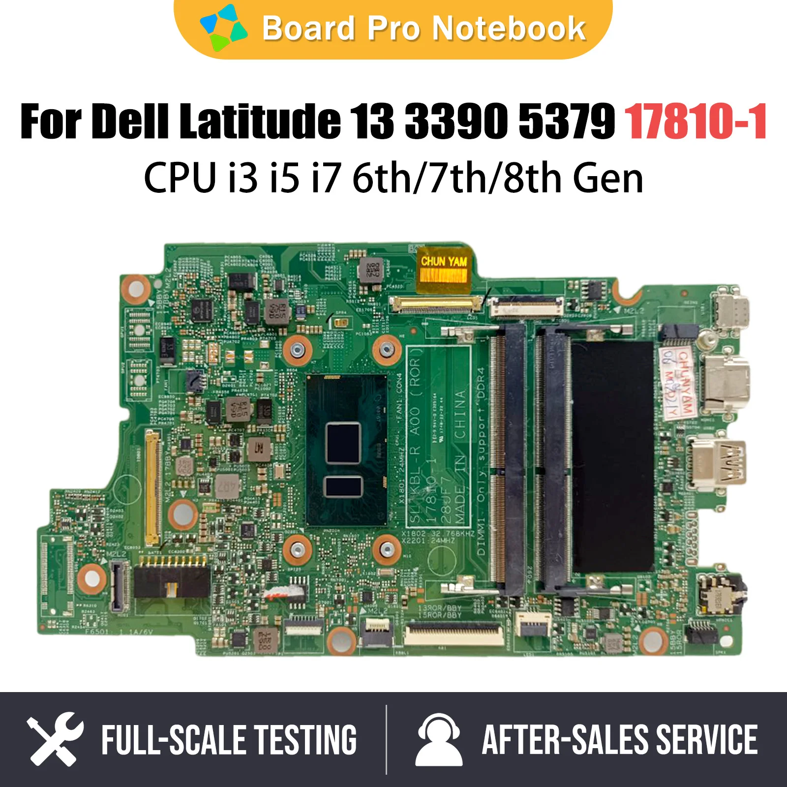 

Notebook Mainboard For DELL Latitude13 3390 5379 15 5779 02J4JT 17810-1 0K3GFH 073TVN 0DNKMK K3GFH Motherboard i3 i5 i7 CPU