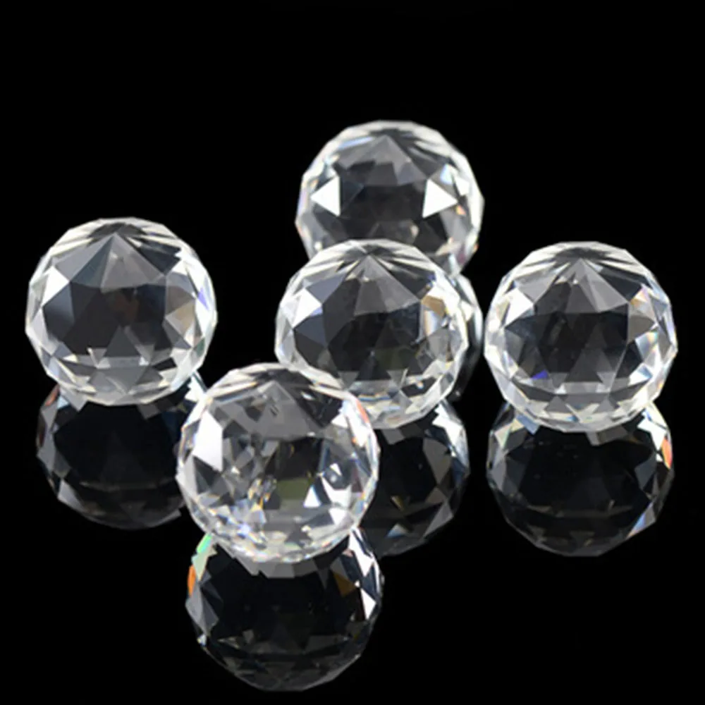 New 50mm Clear Crystal Sphere Faceted Gazing Ball Prisms Suncatcher Home Decor