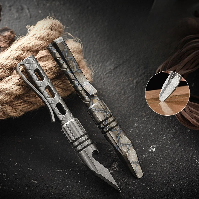 Outdoor Portable Self-defense Titanium Alloy Pry Bar Camping Multifunctional Portable Titanium Alloy Bottle Opener