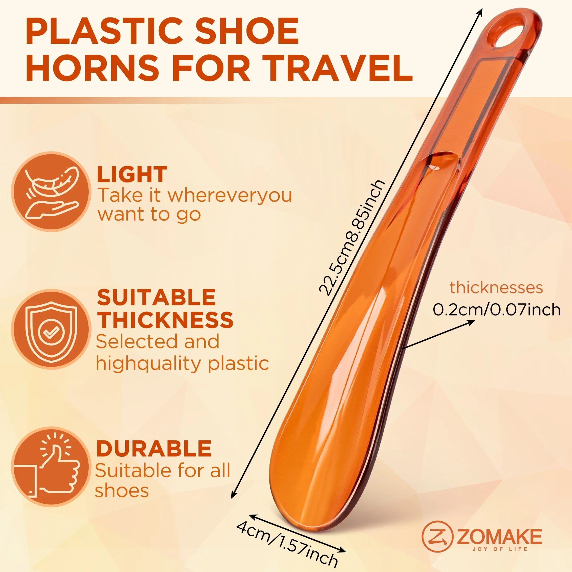 Plastic Shoe Horns 7.3 Inch portable Travel Spoon Shoe Horn Snap-Proof Flexible Shoe Lifter for Men Women kids older Shoe Tools