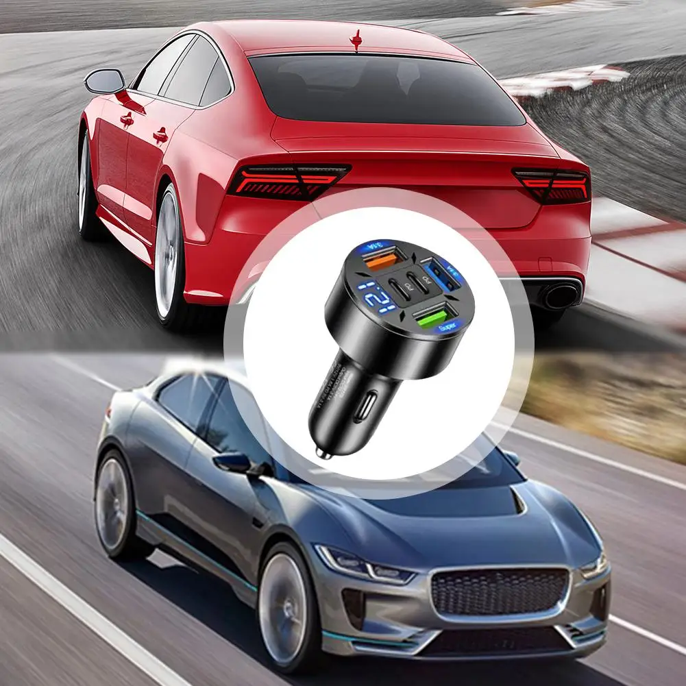 Digital Display Car Charger 3USB Auto Fast Charging Mobile Phone Type C PD Adapter Head Socket 250w For Xiaomi Car Mobile W8M9