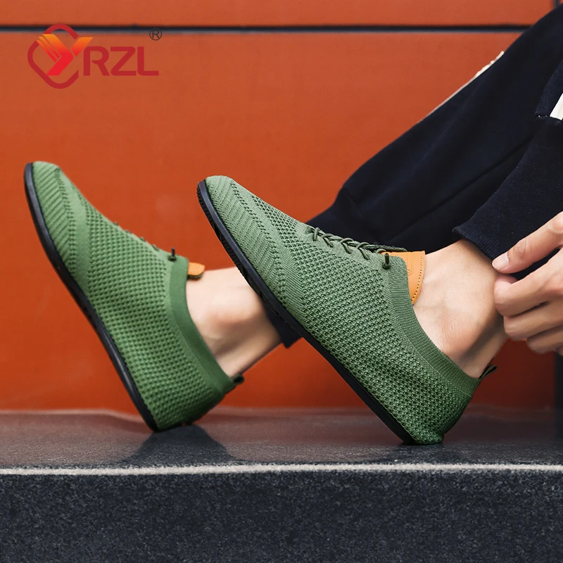 YRZL Mesh Loafers Men Driving Moccasins Thin Bottom Flats Walking Shoes Breathable Non Slip Casual Loafers Summer Men's Shoes