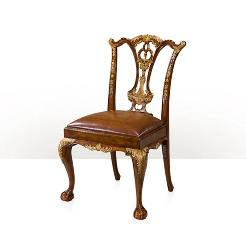 

European solid wood dining table and chairs British aristocratic restaurant mansion villa luxury dining chairs