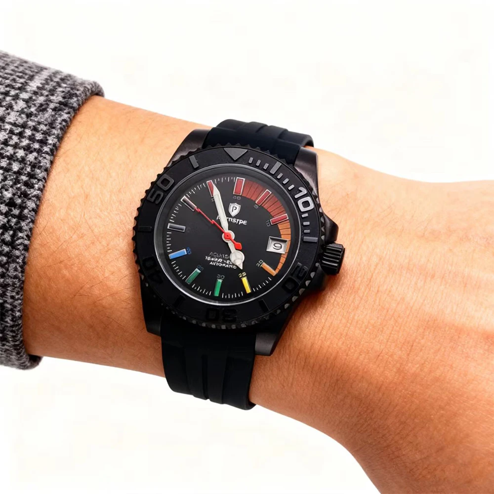 40mmMen's Mechanical Watches NH35 Automatic Watch Sapphire Stainless Steel Waterproof Reloj Hombre Rubber strap