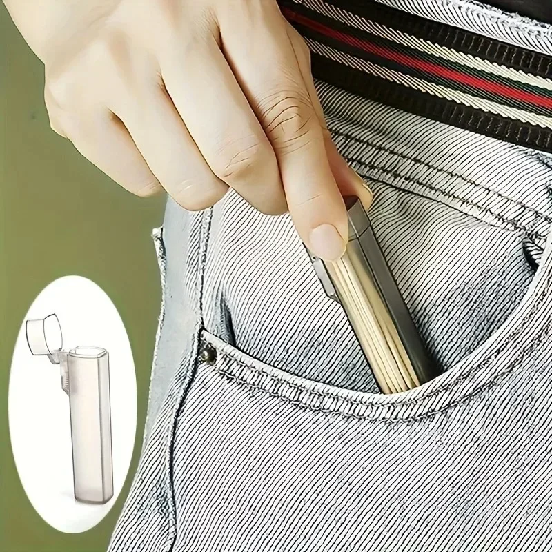 vvocci Plastic Portable Toothpick Holder for Outdoor Toothpick Case - Clear Travel, Kitchen, and Restaurant Supplies
