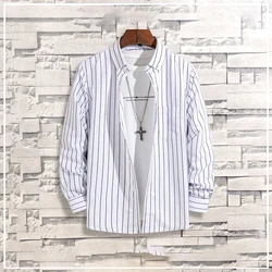 Camisa de manga larga con solapa y estampado a rayas, camisa minimalista de negocios informal coreana, versátil, de gama alta, a la moda, novedad de primavera y verano, 2024