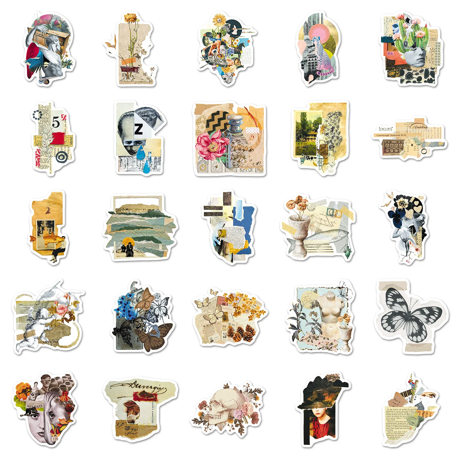 

10/50PCS Literary Fragments Graffiti Stickers Retro Newspapers DIY Toys Secret for Bottle Scrapbook Travel Bag Aesthetic Decals