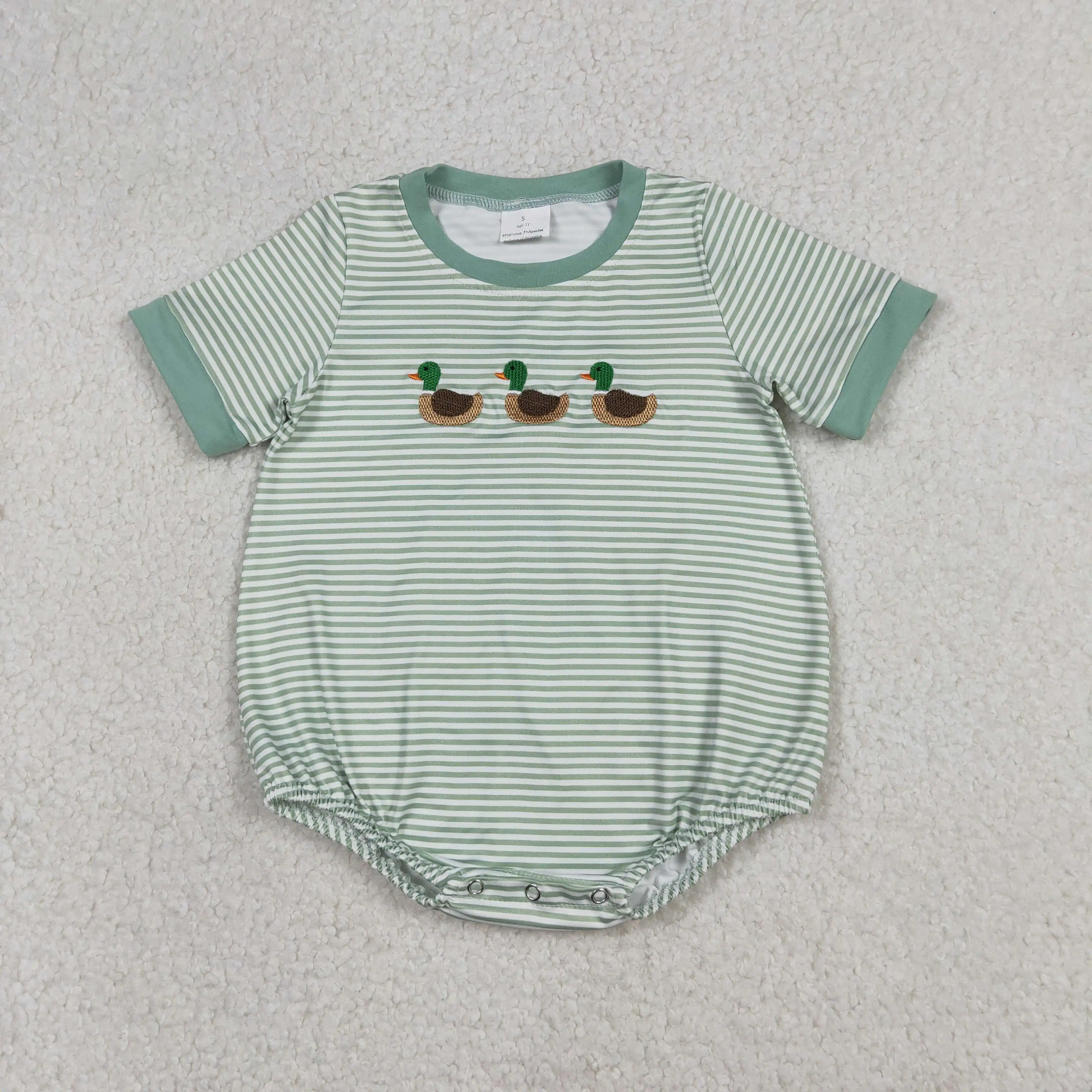

z1122-20 SR3531 Wholesale baby rompers kids clothes boys embroidery duck short sleeve romper boutique children clothing