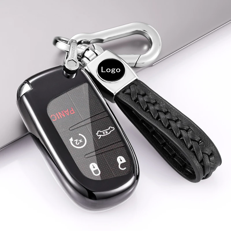 For Jeep Key Fob Cover Case With PU Leather Protection For Grand For Chrysler 200 300 For Dodge Smart Key